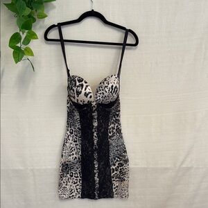 Vintage Victoria's Secret Leopard Print Mini Dress with Black Accents